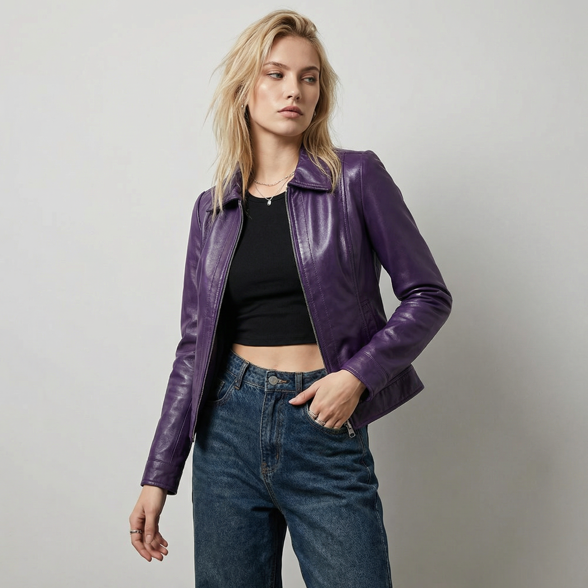 Violet Leather Jacket